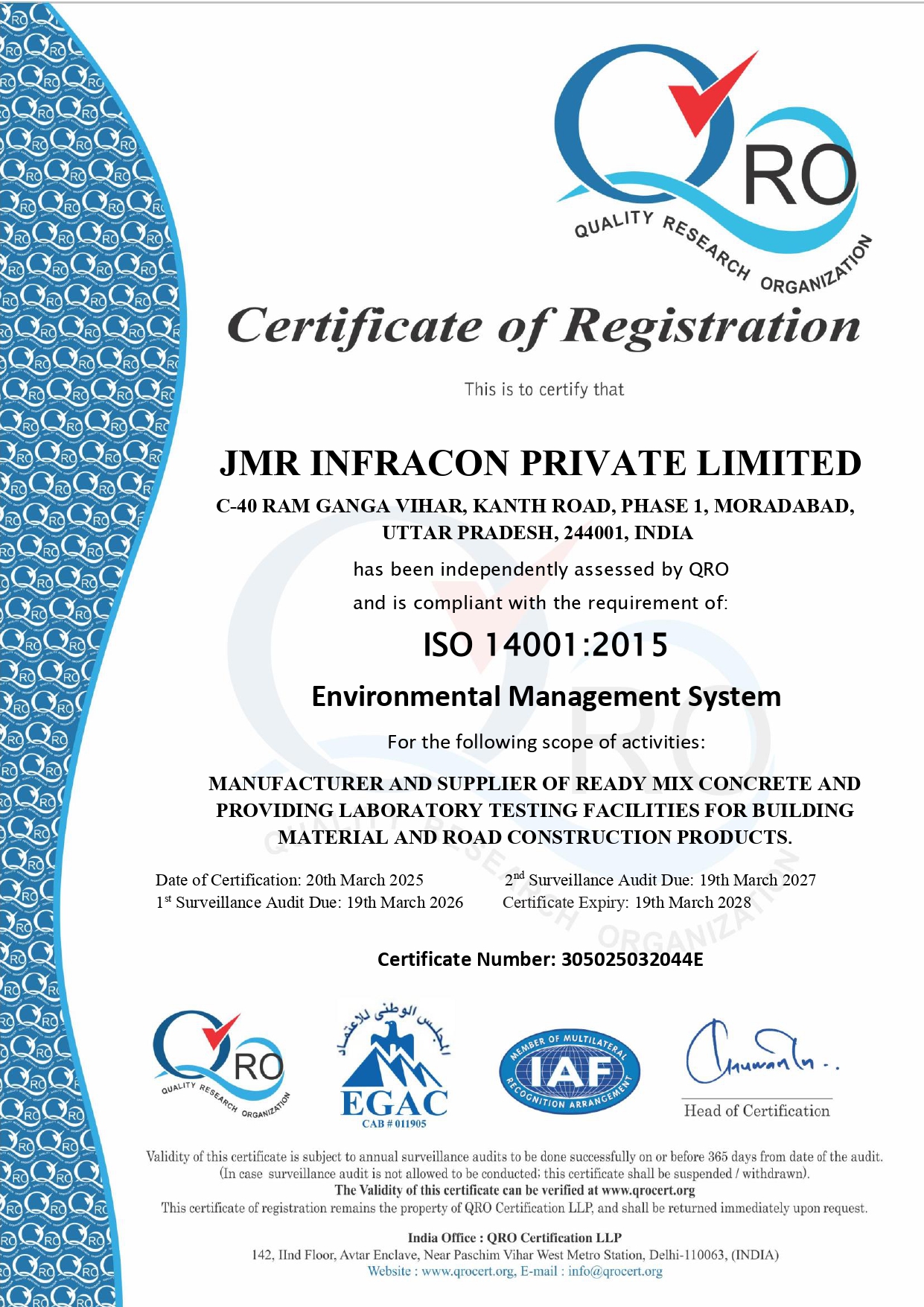 ISO 14001 Certificate